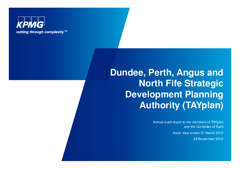 Report cover: Dundee, Perth, Angus and North Fife Strategic Development Planning Authority Joint Committee (TAYplan) annual audit
