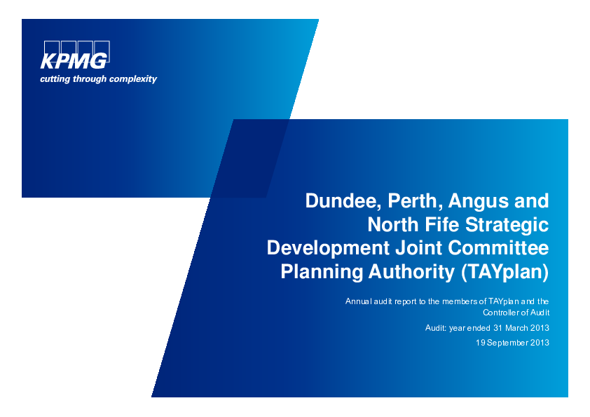 Report cover: Dundee, Perth, Angus and North Fife Strategic Development Planning Authority Joint Committee (TAYplan) annual audit